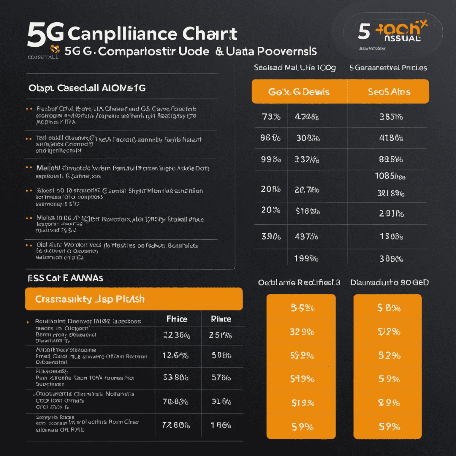 A comparison chart of 5G plans from different providers in the UAE, showing data allowances, speeds, and prices