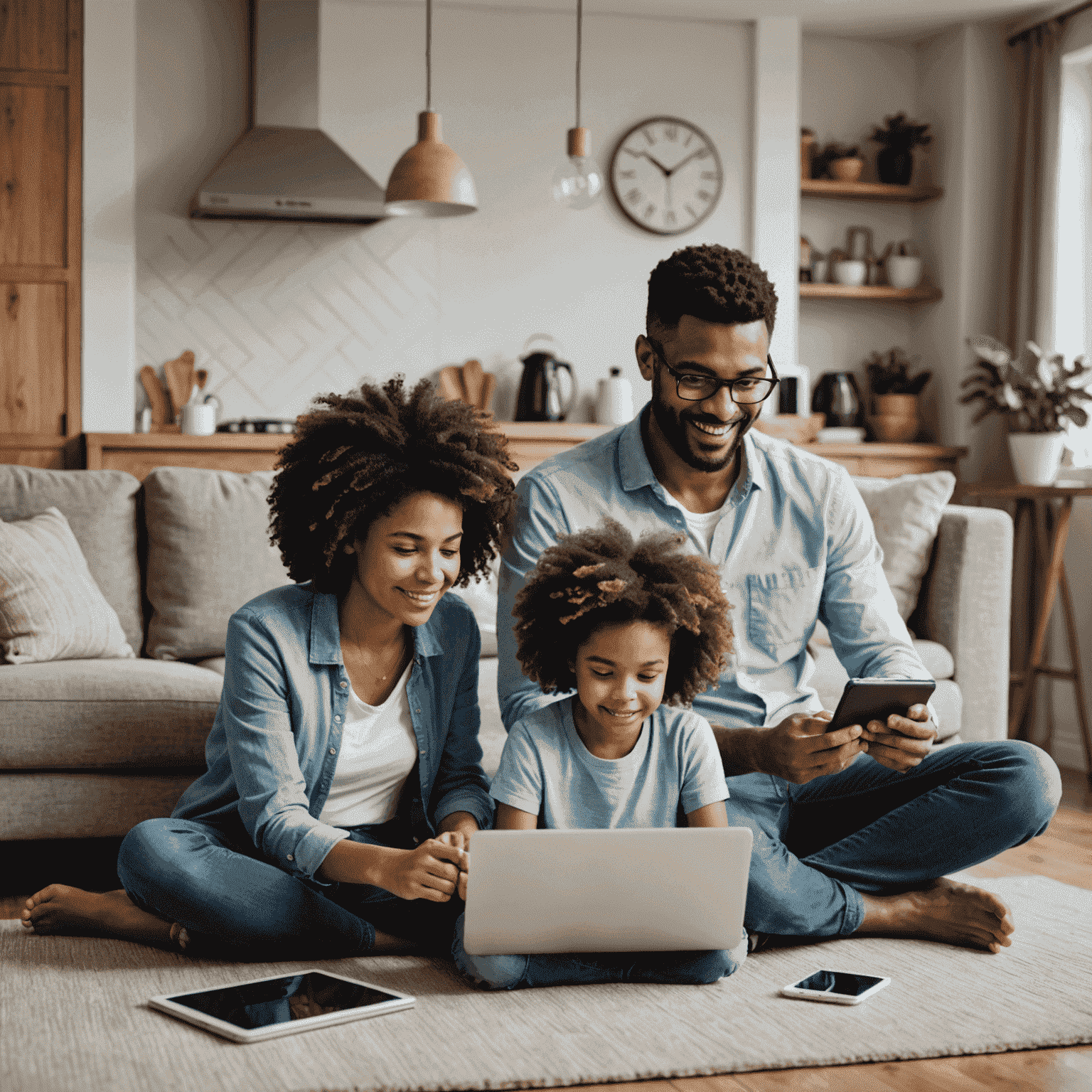 A family using various devices connected to their home broadband network, illustrating the importance of choosing the right plan